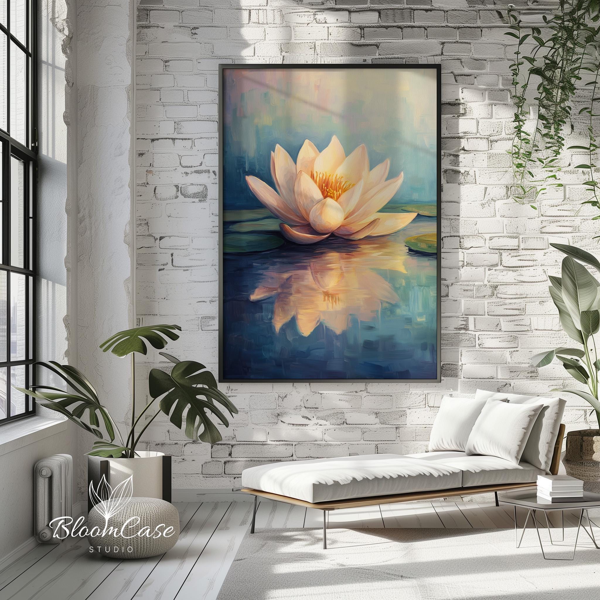 Pink Lotus Painting | Large Flower Print | Printable Digital Wall Art ...