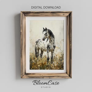 Appaloosa Horse & Wildflowers Painting - Large Wall Art Digital Download, Perfect Gift for Horse Enthusiasts, Equestrian Home Decor 1112