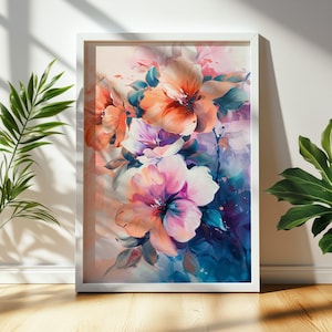 Abstract Floral Painting | Printable Digital Wall Art | Colorful Flowers Print for Home Decor & Gifts 1006