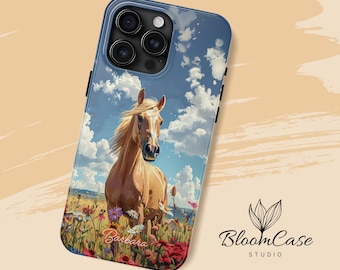 Palomino horse - Personalized Case - Horse phone case - Equestrian gift - iPhone 15, 14, 13, 12, 11, Pro, Plus, Max- Horse lover gift