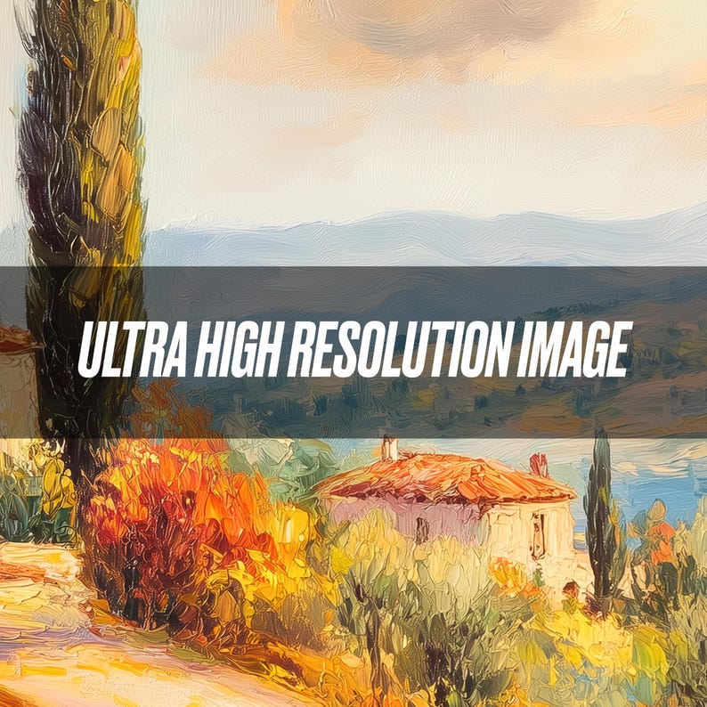 Fall in Tuscany Painting Autumn Italian Landscape Print, Rustic Home