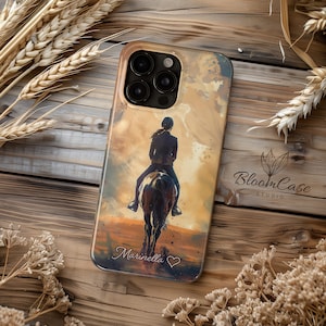 HORSE Personalized iPhone Case - Girl riding horse - Equestrian - for iPhone 15, 14, 13, 12, 11, 8, 7, SE, Pro, Plus, Max - Gift for her