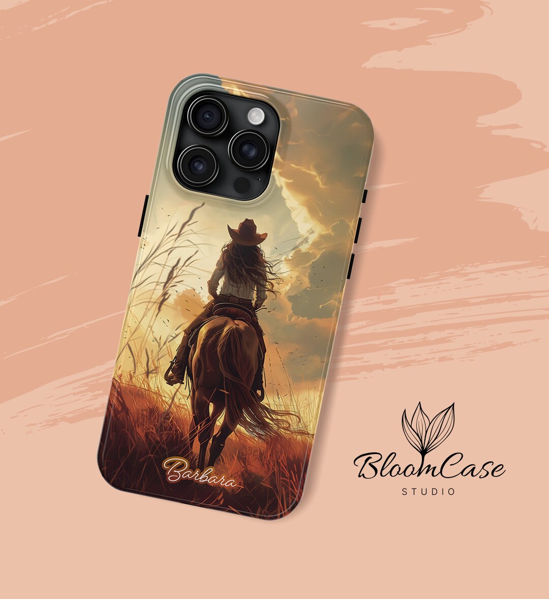 Cowgirl at Sunset - Personalized Case - Horse Phone Case - Equestrian ...