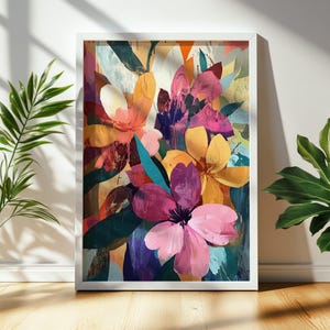 Abstract Floral Painting | Colorful Flowers Print | Maximalist Digital Wall Art for Home Decor & Unique Gifts 1099