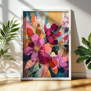 Abstract Floral Painting | Colorful Flowers Print | Maximalist Digital Wall Art for Home Decor & Unique Gifts 1100
