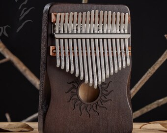 17 \ 21 Keys Kalimba | Handmade Thumb Piano | Easy to Use | Maple High Quality Wood | Musical Instrument | Sun Design | Christmas Gift