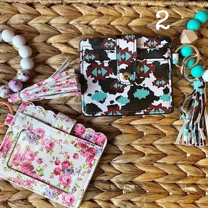 Animal print keychain wristlets wallets