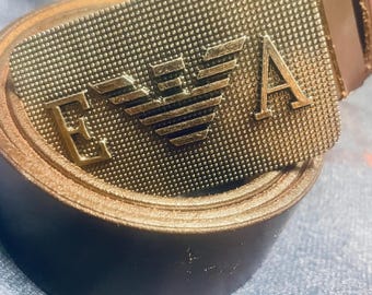 Vintage Armani Jeans Belt, Chocolate Brown Leather Belt for  display picture 1