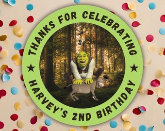 Customizable Shrek Birthday Party Stickers (Digital Download)