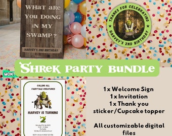 Ultimate Shrek Party Bundle Printables | Customizable Shrek Birthday Decor