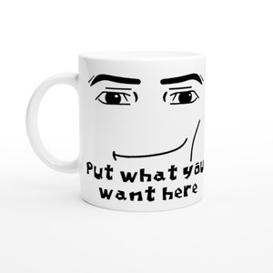 personalized roblox man and woman face cup mug, gift coffee mugs, funny roblox mug, custom roblox man face meme mug, bloxy cola