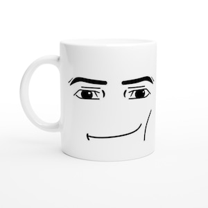 roblox man and woman face cup 11oz mug, gift coffe mugs, funny roblox mug, roblox man face meme mug, bloxy cola, roblox meme