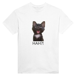 Grappige kat, meme kat, hè kat, schele kattenmeme, cadeau tshirt, hè? kat, haha? kattenmeme, kattent-shirt, schattige kattent-shirt.