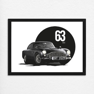 James Bond Aston Martin DB5 Poster - Classic Car Poster - Goldfinger 1964