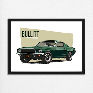 Bullitt Mustang GT Poster - Classic Car Poster - Steve Mcqueen - Bullitt 1968