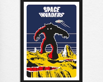 Space Invaders Poster: Retro Arcade Art Print