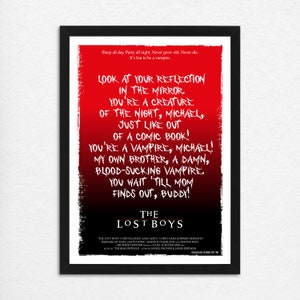 The Lost Boys  (1987) - Alternative Film Poster - You&#39;r a Vampire Michael - Vampire - Horror - Film Quote Poster