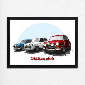 The Italian Job (1969) - Classic Car Poster - Mini Cooper