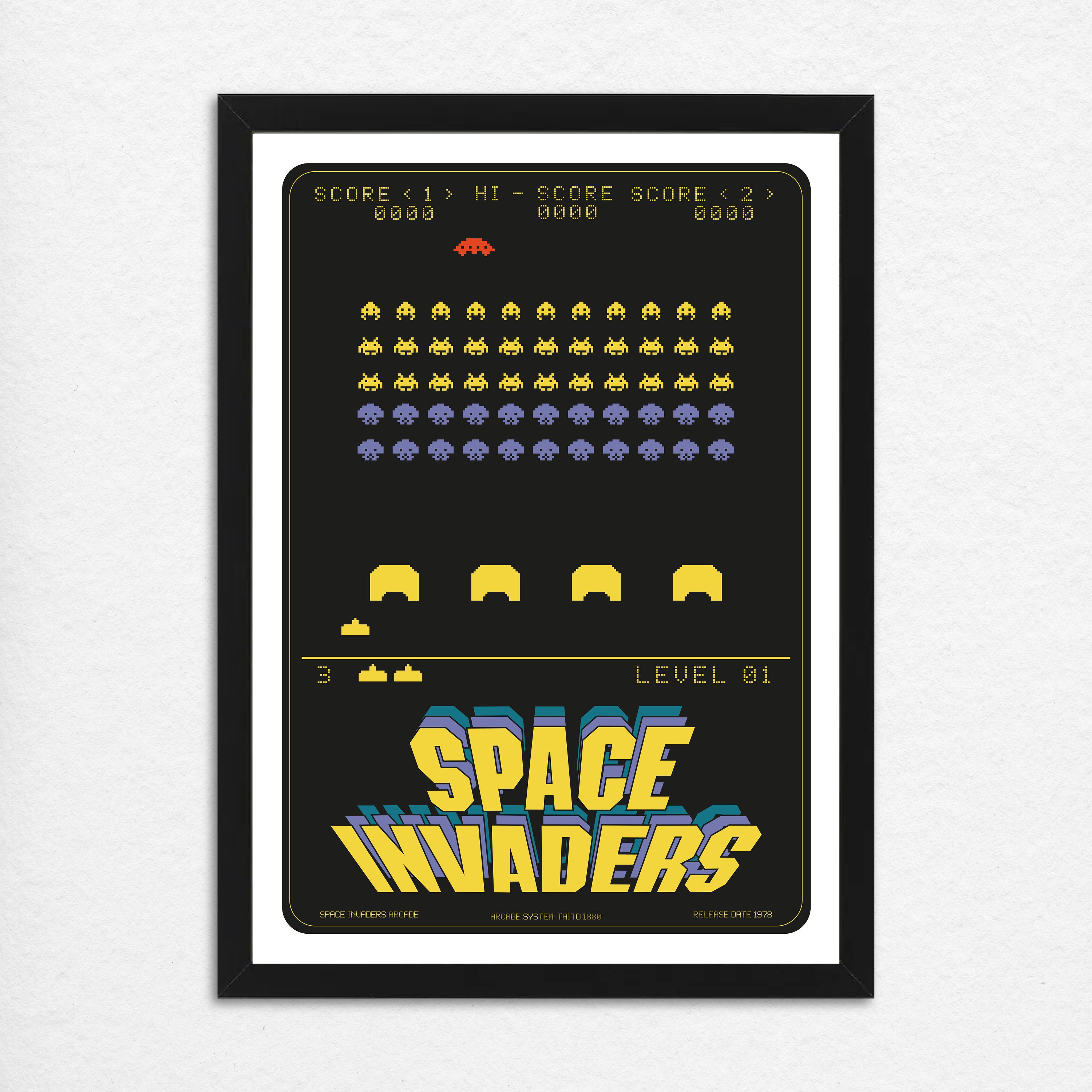 Space Invaders Arcade Poster: Retro Gaming Art