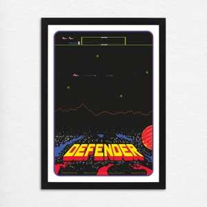 Defender Arcade Game Poster: Retro 1981 Art Print