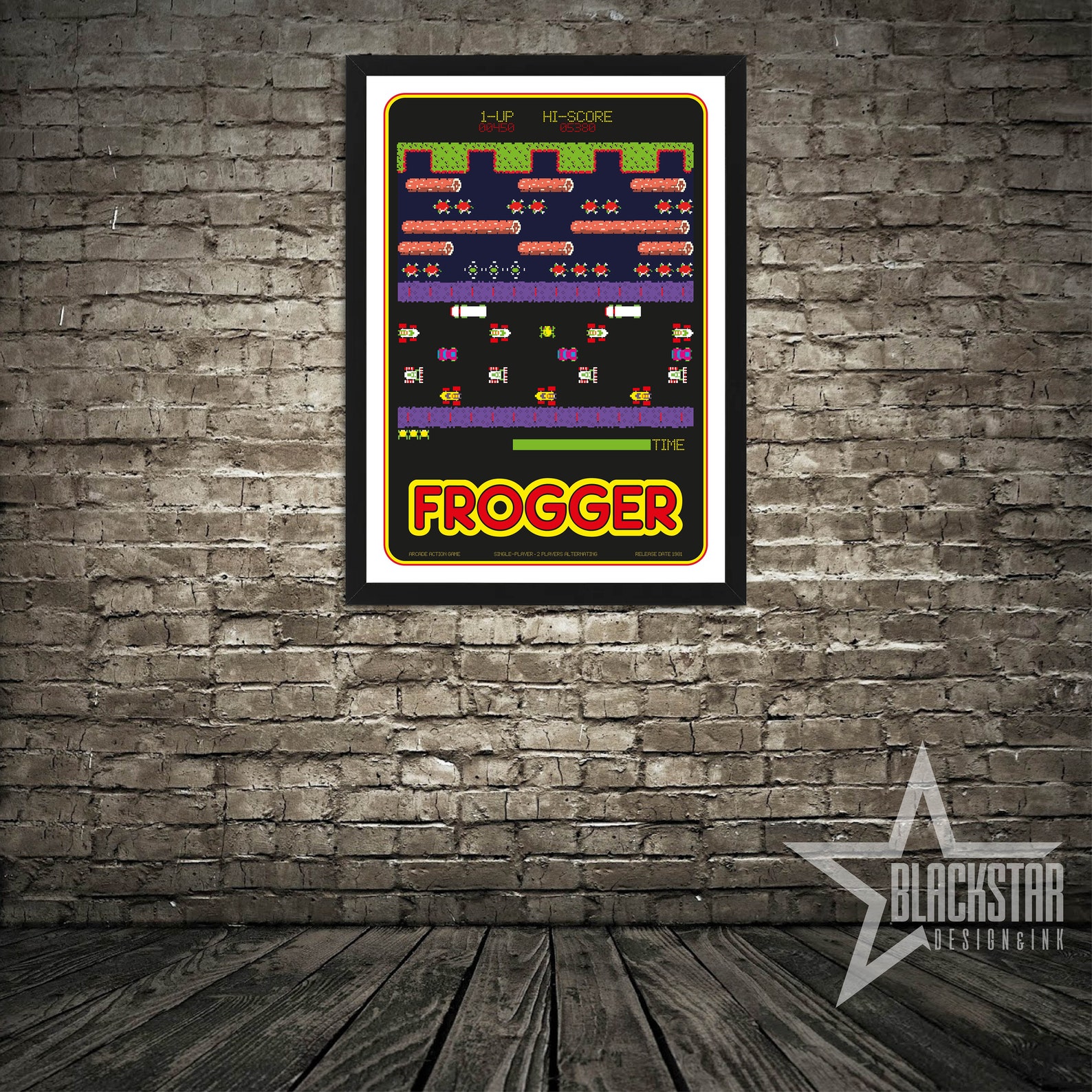 Frogger Game Sign Frogger Arcade Poster: Retro 80s Gaming Art Print - Etsy