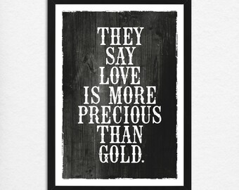 L'amour est plus précieux que l'or - impression de citation - art mural inspirant - musique country