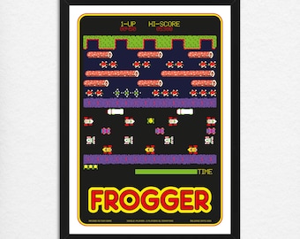 Frogger Arcade Poster: Retro 80s Gaming Art Print