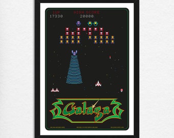 Galaga Arcade Poster: Retro 1981 Gaming Art Print