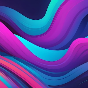 Può includere: Sfondo astratto con linee ondulate vibranti di blu, rosa e viola. Le linee sono sovrapposte e si sovrappongono, creando un design dinamico e colorato.