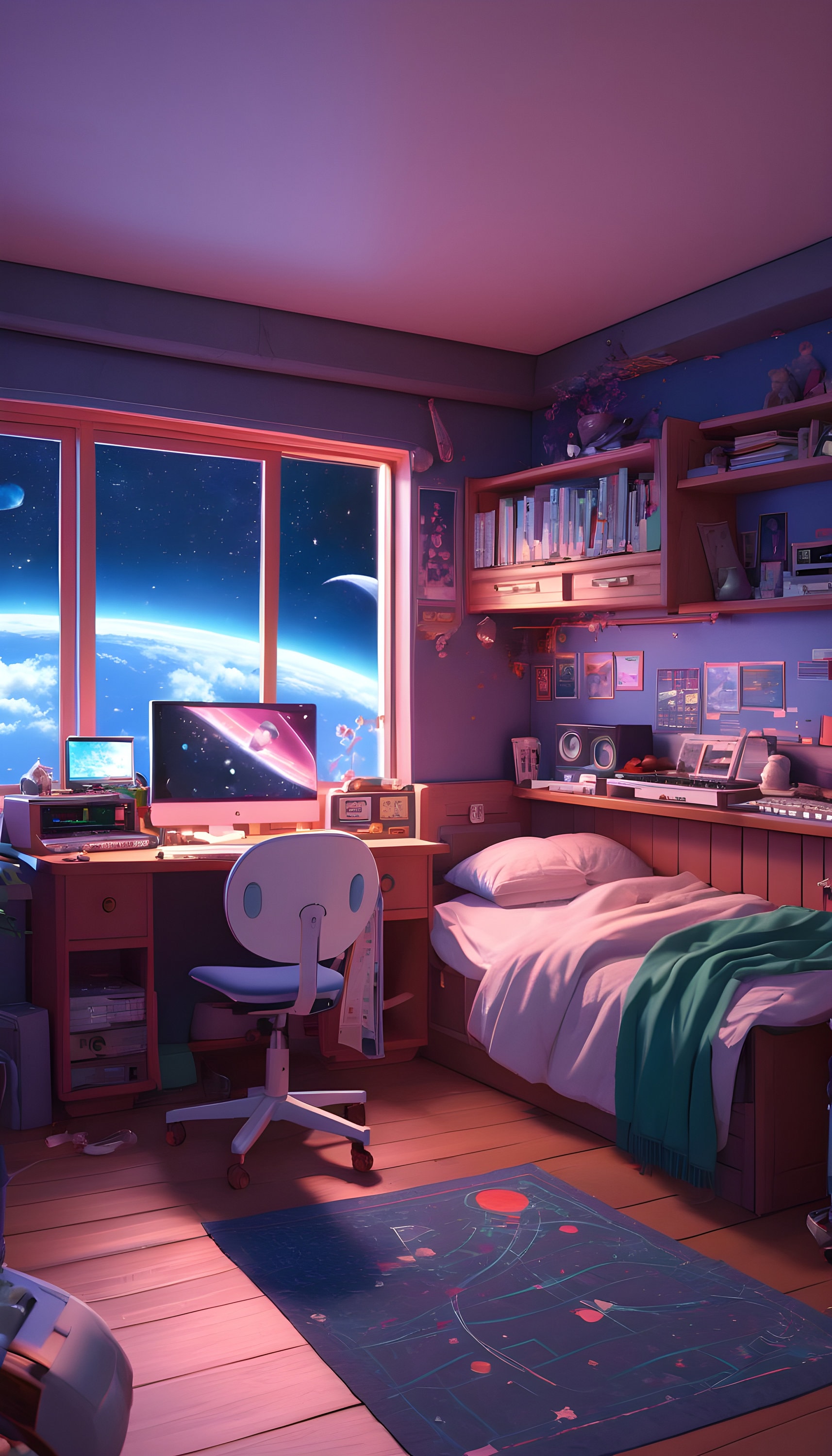 Cozy Bedroom in Space 4k Wallpaper - Etsy