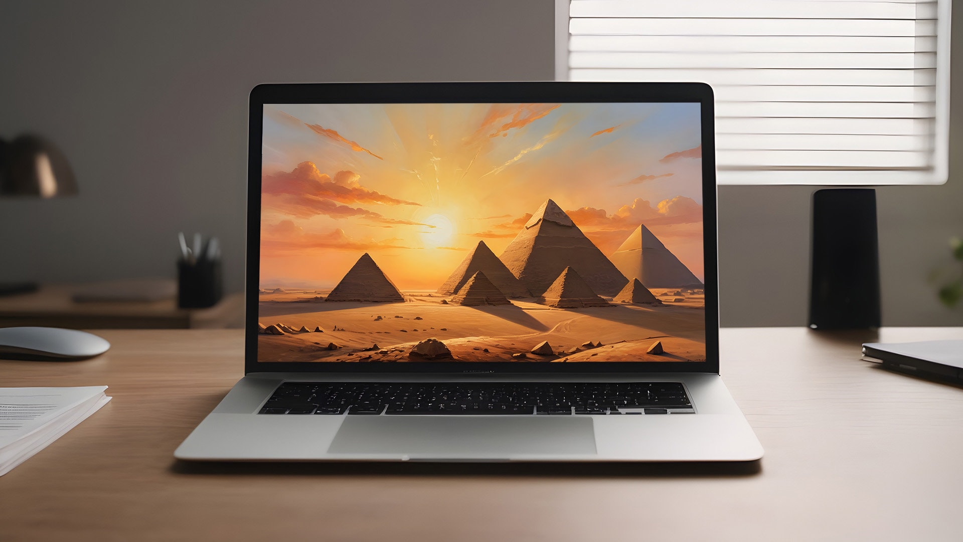 Pyramids at Sunset Oil Paint 4k Wallpaper - Etsy