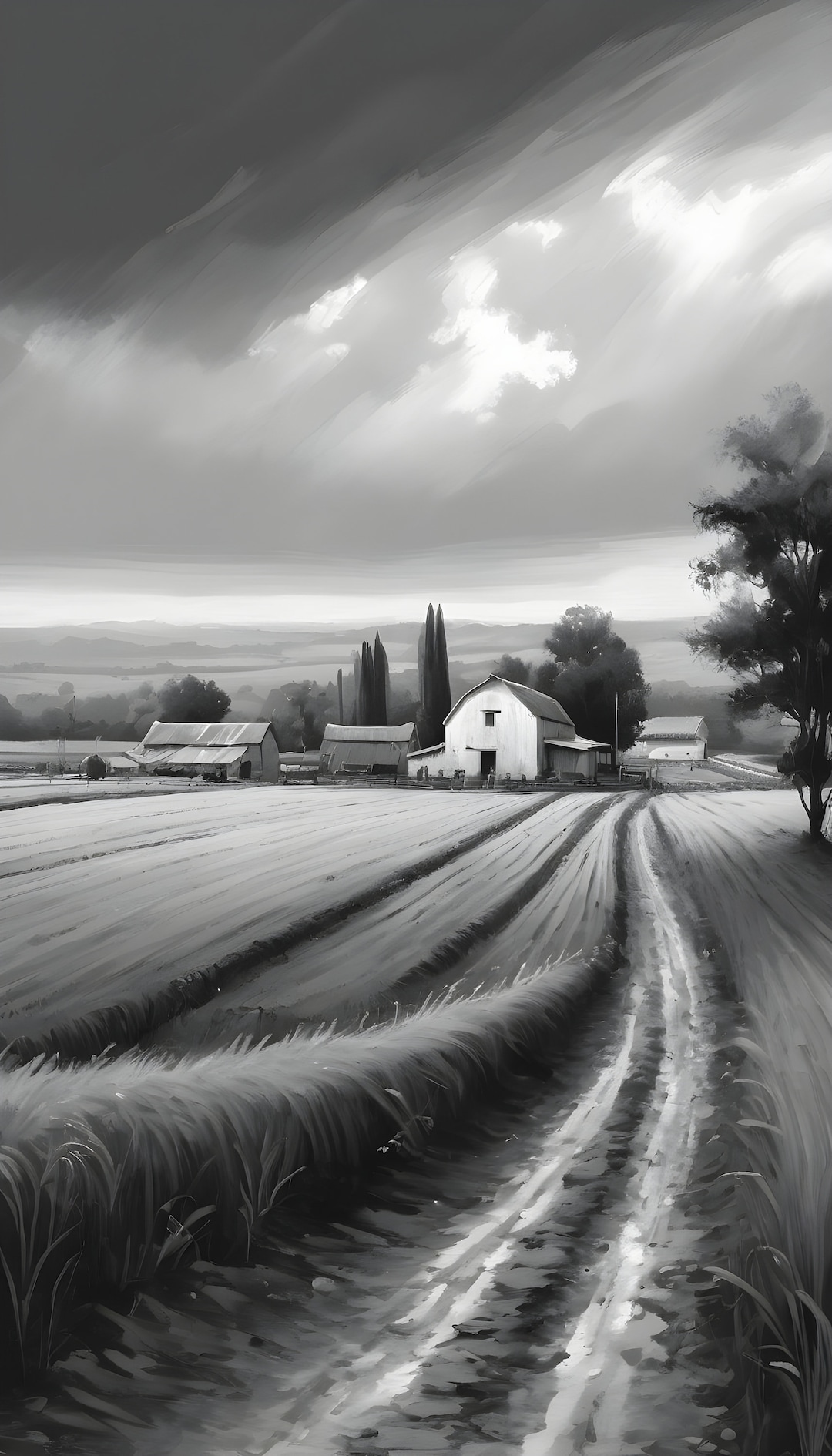 Black White Farm House Wall Décor. Horse, Hay Bales