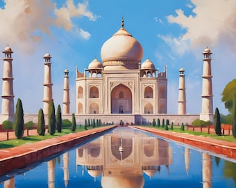 Taj Mahal At Sunny Day Colorful Oil Paint 4k Wallpaper
