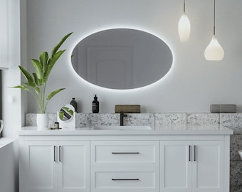 Oval Backlit LED Bathroom Mirror: Frameless Vanity Mirror
