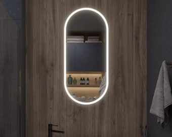 Pill Oval LED Badezimmer Spiegel: Rahmenloser beleuchteter Kosmetikspiegel
