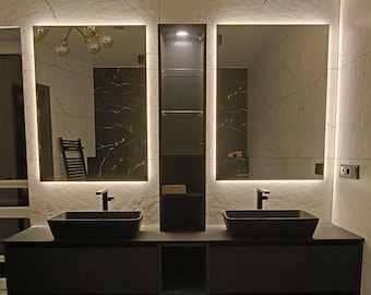 Rectangular LED Backlit Mirror: Modern Bathroom Vanity Mirror