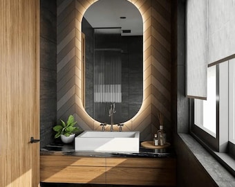 Heated Oval Bathroom Mirror with LED Backlight, Touch switch