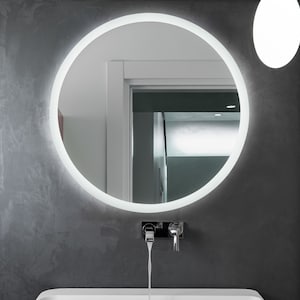 Miroir de salle de bain LED rond : décoration murale moderne sans cadre
