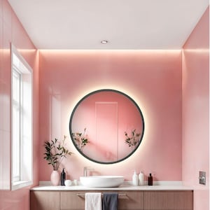 Round Black Fremed Mirror with rear Lighting | LED Bathroom Mirror | Backlit Mirror | Illuminated Mirrors With Frame | Vanity LED Mirror