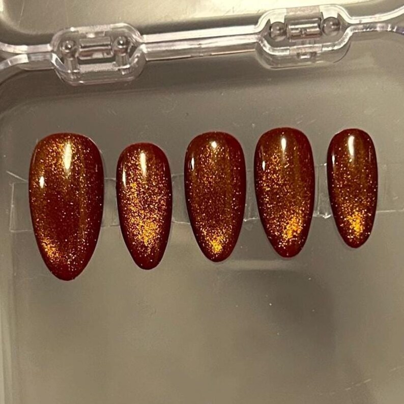 Harvest Moon Autumn Burgundy Brown and Copper Gold Cat Eye Presson