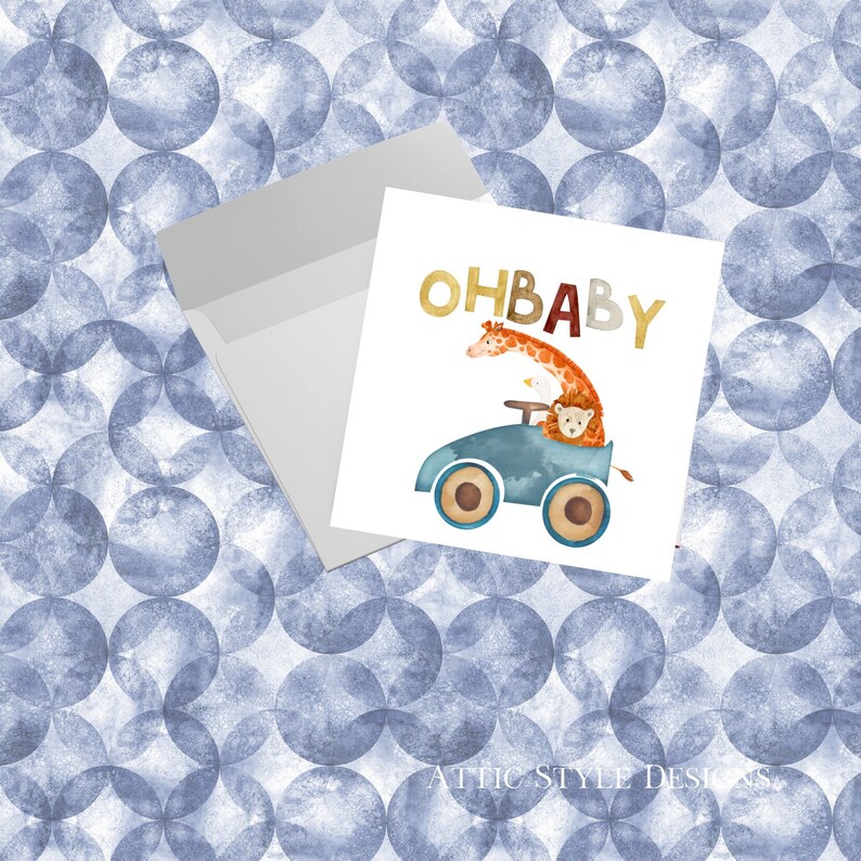 Oh Baby Watercolor Baby Shower Greeting Card Newborn Celebration Card