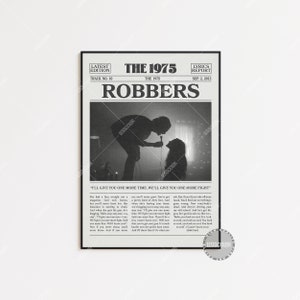 The 1975 Retro Newspaper Print, Robbers Poster, Robbers Lyrics Print, The 1975 Poster, The 1975, , LC3 LESS537