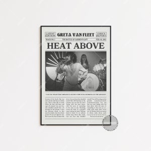 Greta Van Fleet Retro Newspaper Print, Heat Above Poster, Heat Above Lyrics Print, Greta Van Fleet Poster, The Battle at Garden's Gate LC3