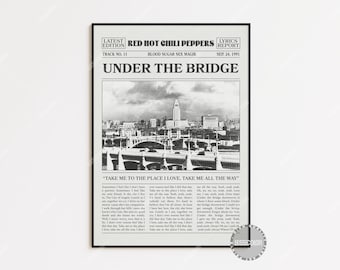 Red Hot Chili Peppers Retro Newspaper Print, Under the Bridge Poster, Lyrics Print, Red Hot Chili Peppers Poster,  LC3 V2 LESS413