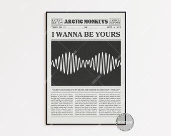 Arctic Monkeys Retro Newspaper Print, I Wanna Be Yours Poster, Lyrics Print, I Wanna Be Yours Poster, Arctic Monkeys Poster, LC3 LESS40