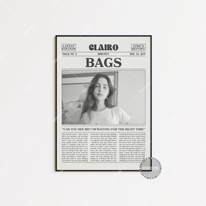 Clairo Retro Newspaper Print, Bags Poster, Bags Lyric Print, Clairo Poster, Immunity, diary 001, Sling Poster,  LC3 V2 LESS121