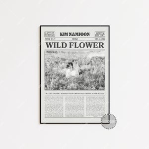 Kim Namjoon Retro Newspaper Print, Wild Flower Poster, Wild Flower Lyrics Print, RM Poster, Indigo Poster, K-pop LC3