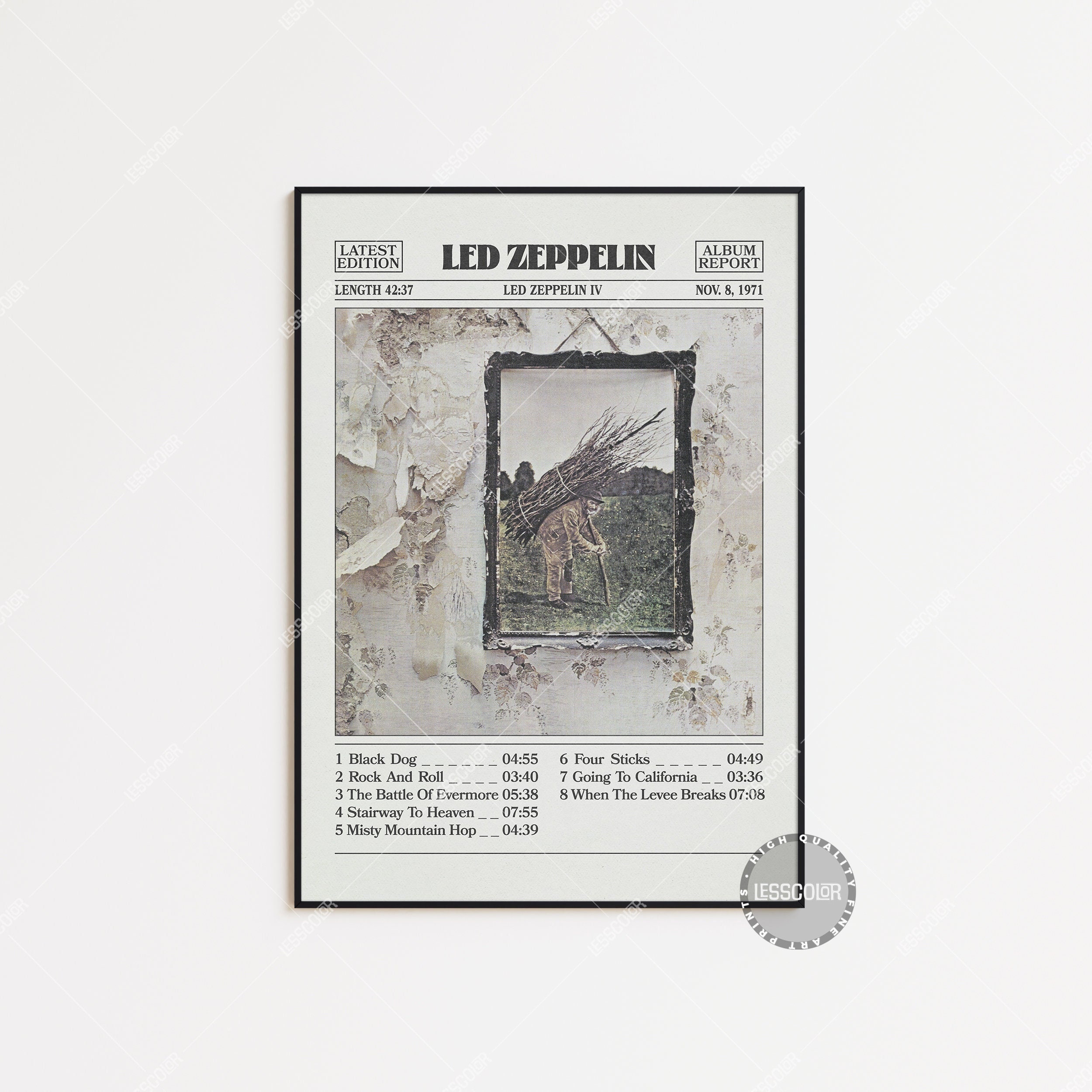 Vintage Led Zeppelin IV LP Record Album Vinyl No Barcode 1971 70s Vinyl  1970s Classic Rock Stairway to Heaven 7208 -  España