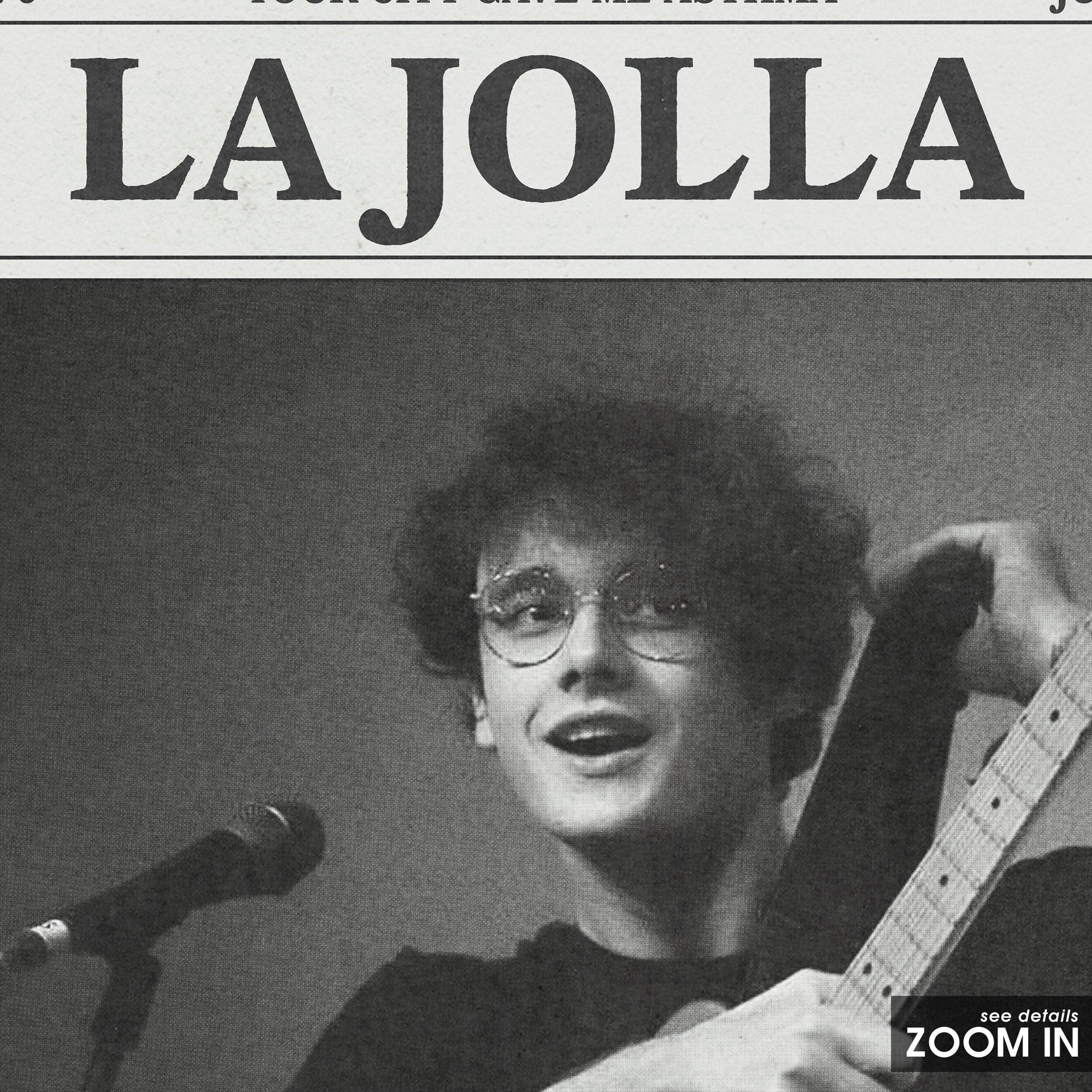 Wilbur Soot Retro Newspaper Print, La Jolla Poster, La Jolla Lyric