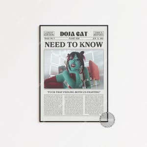 Doja Cat Retro Newspaper Print, Need to Know Poster, Need to Know Lyric Print, Doja Cat Poster, Planet Her Poster,  LC3 V2 LESS136